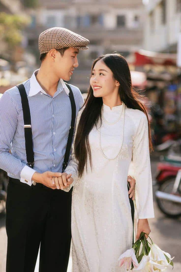 Bí quyết chụp ảnh couple áo dài đẹp như điện ảnh ở Hà Nội